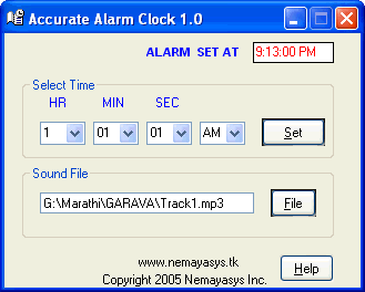 Screenshot of Accurate Alarm Clock 1.0